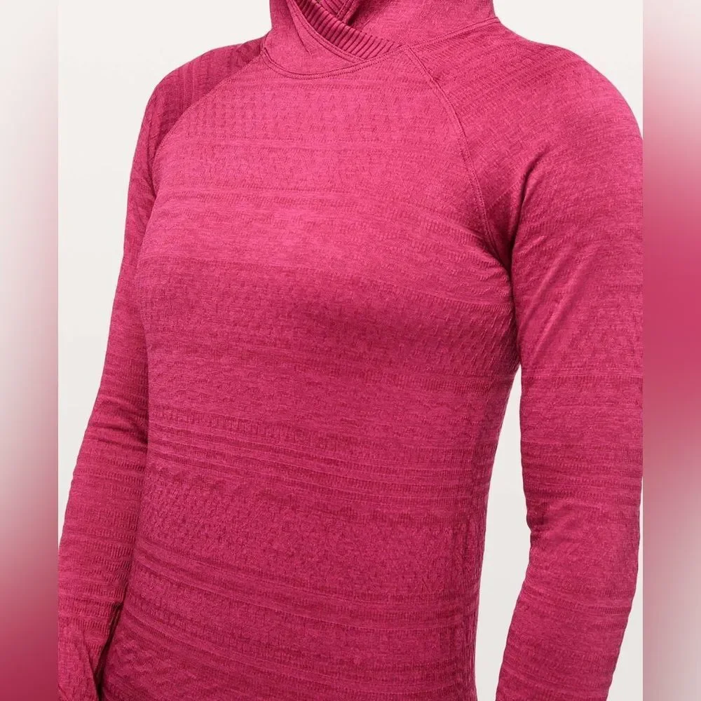 Lululemon Rest Less Athletic Hoodie in Violet Red Sporty Fitted Long Sleeve 2